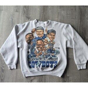 Dallas Cowboys Caricature Champions Gray Sweatshirt 1993 Back To Back Super Bowl